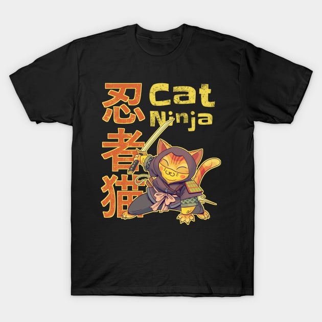 Kawaii cat ninja, Neko ninja, cute japanese cat T-Shirt by Radarek_Design